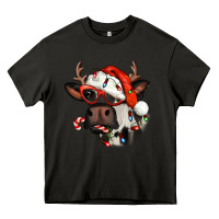 Asphalt Christmas cow with antlers Heavy Core Tee - Jasminsmagicworld