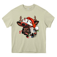 Mossy Christmas cow with antlers Heavy Core Tee - Jasminsmagicworld