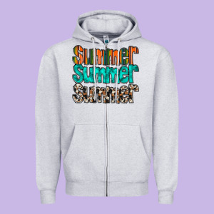 Summer Western Zipper Hoodie Designed By Racoondesign