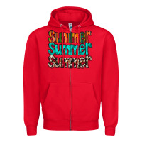 Red summer western Zipper Hoodie - RacoonDesign