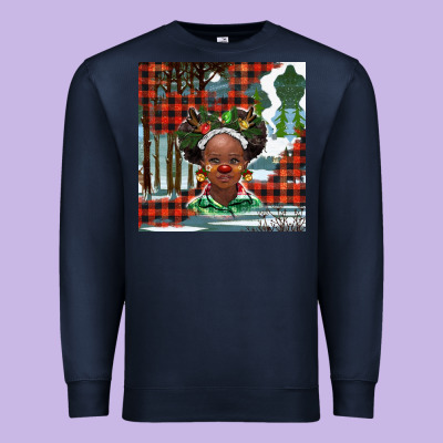 Christmas African Girl Premium Sweatshirt Designed By Barkaloodesign