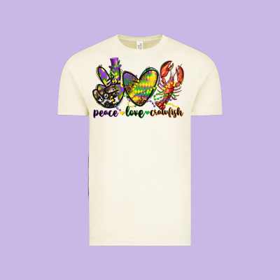 Peace Love Crawfish Mardi Gras Vintage Tee Designed By Cowgirlartshop
