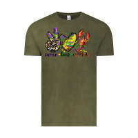 Vintage Olive peace love crawfish mardi gras Vintage Tee - CowGirlArtShop
