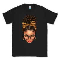 Black Light skin afro messy bun leopard bow Classic Tee - texasbilliewilder