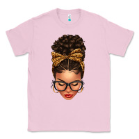 Bubblegum Pink Light skin afro messy bun leopard bow Classic Tee - texasbilliewilder