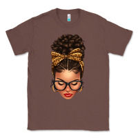 Chestnut Light skin afro messy bun leopard bow Classic Tee - texasbilliewilder