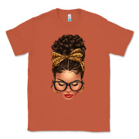 Copper Light skin afro messy bun leopard bow Classic Tee - texasbilliewilder
