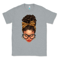 Light Skin Afro Messy Bun Leopard Bow Classic Tee | Teevron