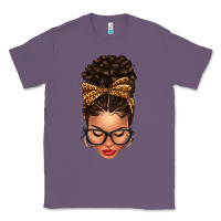 Lavender Light skin afro messy bun leopard bow Classic Tee - texasbilliewilder