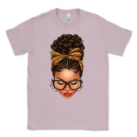 Lilac Light skin afro messy bun leopard bow Classic Tee - texasbilliewilder