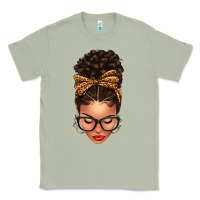 Matcha Light skin afro messy bun leopard bow Classic Tee - texasbilliewilder