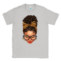 Moon Dust Light skin afro messy bun leopard bow Classic Tee - texasbilliewilder