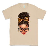 Mushroom Light skin afro messy bun leopard bow Classic Tee - texasbilliewilder