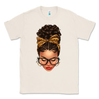 Natural Light skin afro messy bun leopard bow Classic Tee - texasbilliewilder