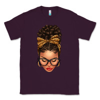 Plum Light skin afro messy bun leopard bow Classic Tee - texasbilliewilder