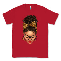 Red Light skin afro messy bun leopard bow Classic Tee - texasbilliewilder