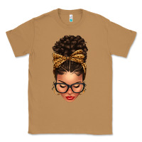 Toasted Coconut Light skin afro messy bun leopard bow Classic Tee - texasbilliewilder