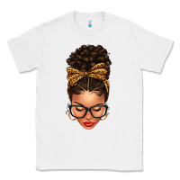 White Light skin afro messy bun leopard bow Classic Tee - texasbilliewilder