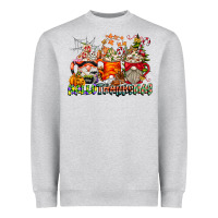 Heather Grey Hallothanksmas Gnome Coffee Cups Heavyweight Sweatshirt - CowhideDigitalArt