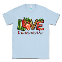 Dusty Blue love summer strawberry Classic Tee - Jasminsmagicworld