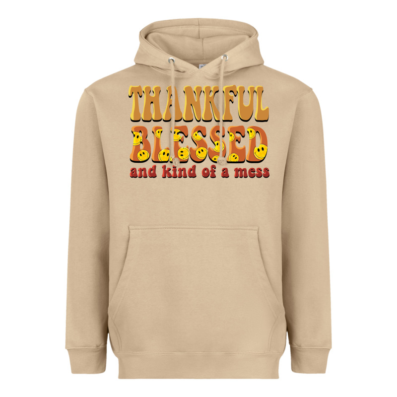 Thankful Blessed And Kind Of A Mess Heavyweight Hoodie by BarkalooDesign | Teevron