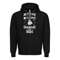Black Just A Girl Who Loves Chickens And Dogs Gift Women Zipper Hoodie - trangStudio