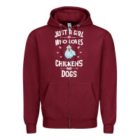 Burgundy Just A Girl Who Loves Chickens And Dogs Gift Women Zipper Hoodie - trangStudio