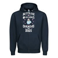 Navy Just A Girl Who Loves Chickens And Dogs Gift Women Zipper Hoodie - trangStudio