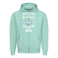 Seafoam Just A Girl Who Loves Chickens And Dogs Gift Women Zipper Hoodie - trangStudio