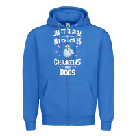 True Royal Just A Girl Who Loves Chickens And Dogs Gift Women Zipper Hoodie - trangStudio