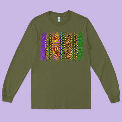 Mardi Gras Brushstroke Long Sleeve Tee Designed By Oliviacreatesart