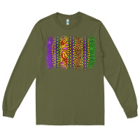 Army Green mardi gras brushstroke Long Sleeve Tee - OliviaCreatesArt