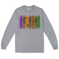 Heather Grey mardi gras brushstroke Long Sleeve Tee - OliviaCreatesArt