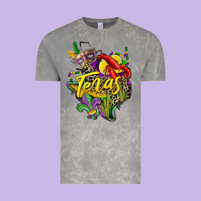Texas Map Mardi Gras Vintage Tee Designed By Cowgirlartshop