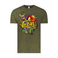 Vintage Olive texas map mardi gras Vintage Tee - CowGirlArtShop