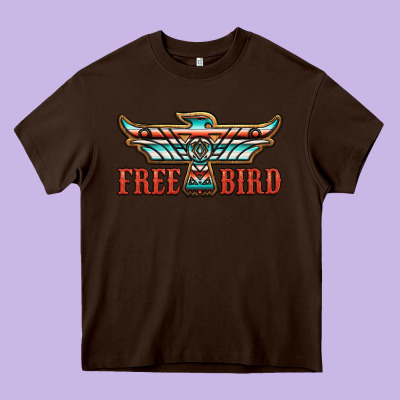 Thunderbird Free Bird Heavy Core Tee Designed By Jahusdesignshop