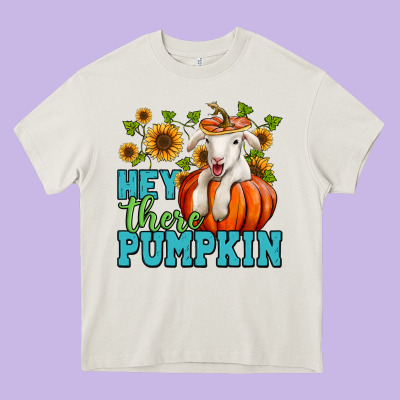 Hey There Pumpkin Lamb Heavy Core Tee Designed By Jasminsmagicworld