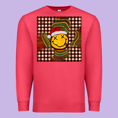 Christmas Smiley Face Premium Sweatshirt Designed By Barkaloodesign