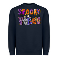Navy Spooky Vibes Heavyweight Sweatshirt - CowhideDigitalArt