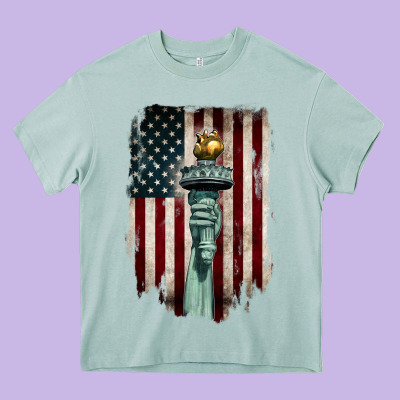 Statue Of Liberty Torch Heavy Core Tee Designed By Barkaloodesign