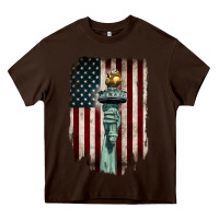 Chocolate Brown statue of liberty torch Heavy Core Tee - BarkalooDesign
