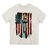Cream statue of liberty torch Heavy Core Tee - BarkalooDesign