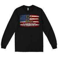 Black God Bless America Distressed Flag Long Sleeve Tee - Jasminsmagicworld