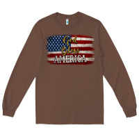 Chestnut God Bless America Distressed Flag Long Sleeve Tee - Jasminsmagicworld