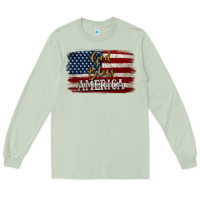 Matcha God Bless America Distressed Flag Long Sleeve Tee - Jasminsmagicworld