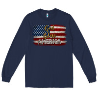 Navy God Bless America Distressed Flag Long Sleeve Tee - Jasminsmagicworld