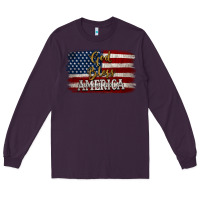 Plum God Bless America Distressed Flag Long Sleeve Tee - Jasminsmagicworld