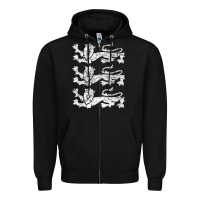 Black Retro Three England Lions Vintage Souvenir Zipper Hoodie - trangStudio