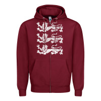 Burgundy Retro Three England Lions Vintage Souvenir Zipper Hoodie - trangStudio
