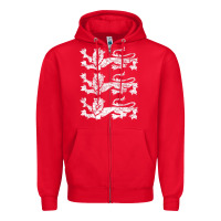 Red Retro Three England Lions Vintage Souvenir Zipper Hoodie - trangStudio
